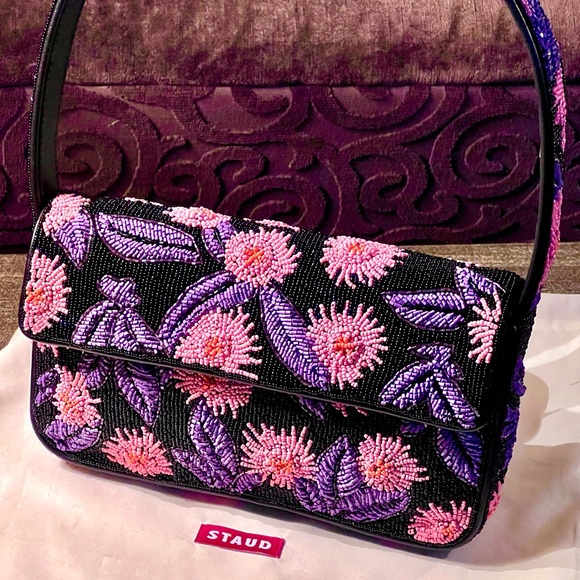 STAUD Handbags - 🌺🎉HP🎉🌺 NWOT Staud Tommy Beaded Shoulder Bag Quartz Acid 🌟RARE FIND🌟